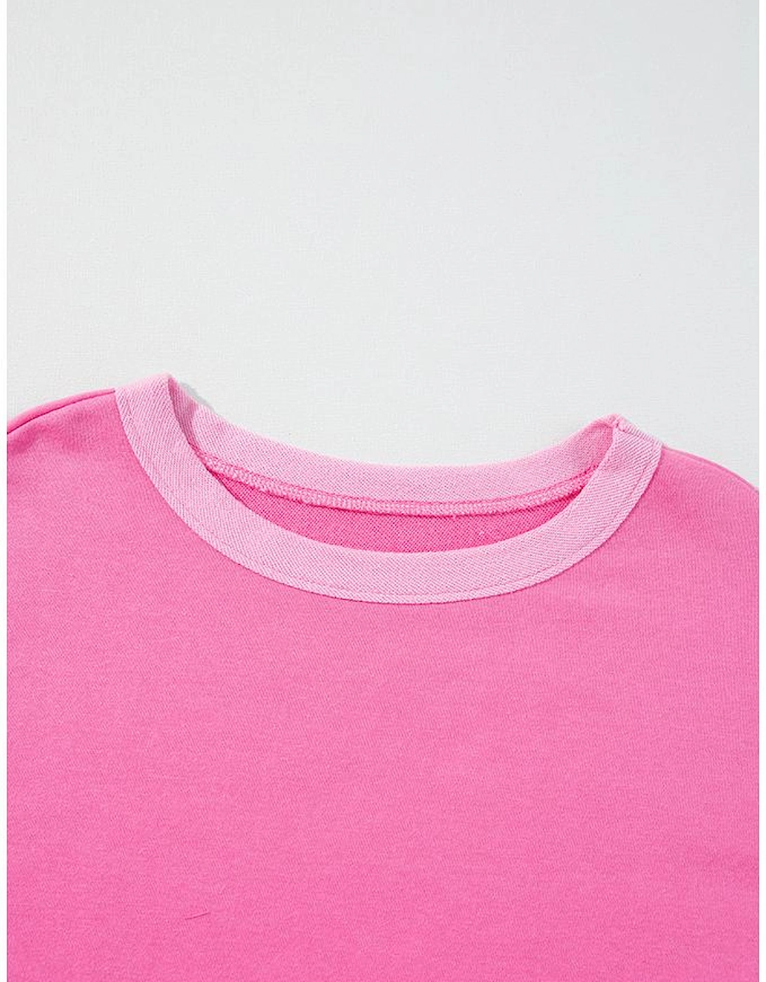 Sachet Pink High Low Patchwork Long Sleeve Top and Shorts Set