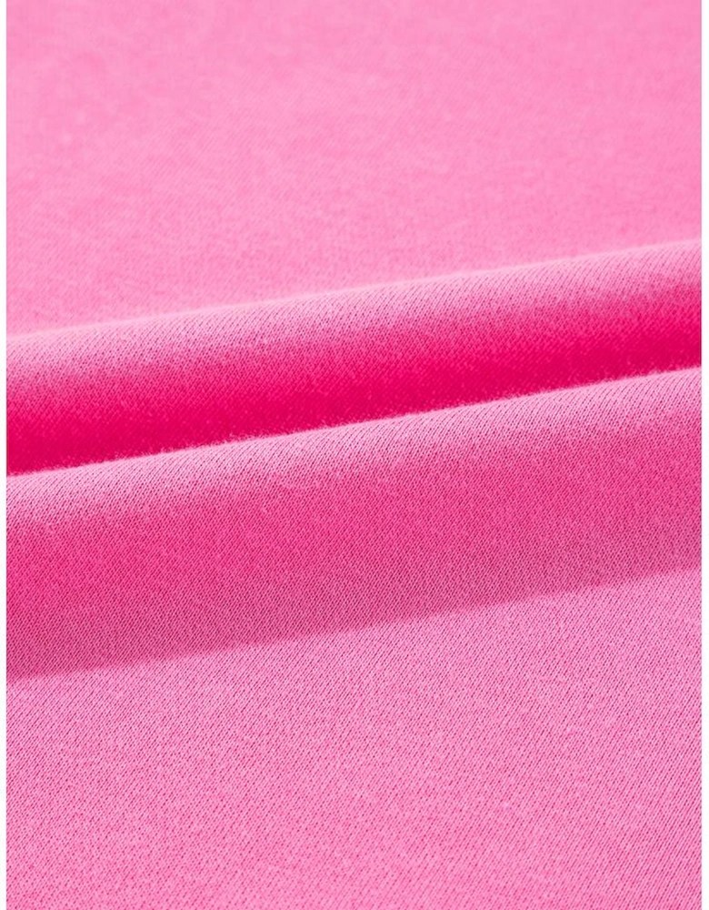 Sachet Pink High Low Patchwork Long Sleeve Top and Shorts Set