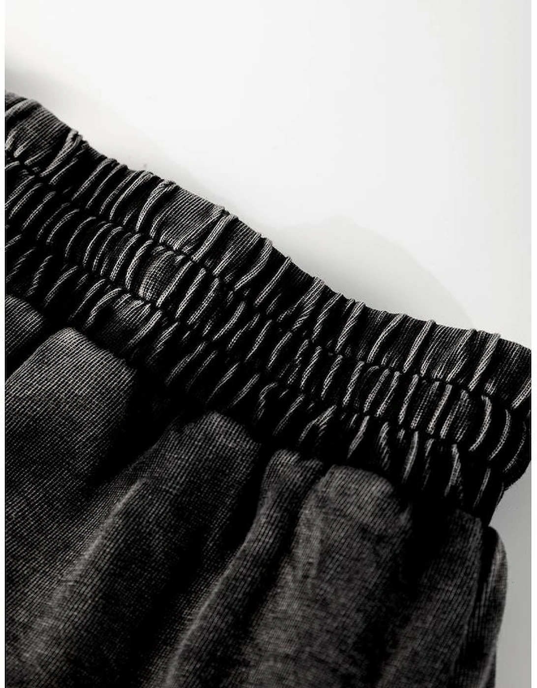 Black Mineral Wash French Terry High Waist Casual Shorts