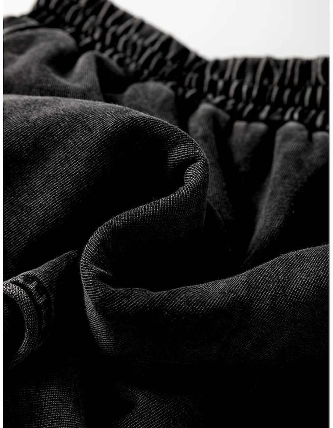 Black Mineral Wash French Terry High Waist Casual Shorts