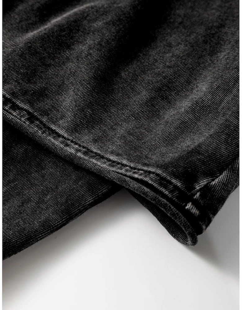 Black Mineral Wash French Terry High Waist Casual Shorts