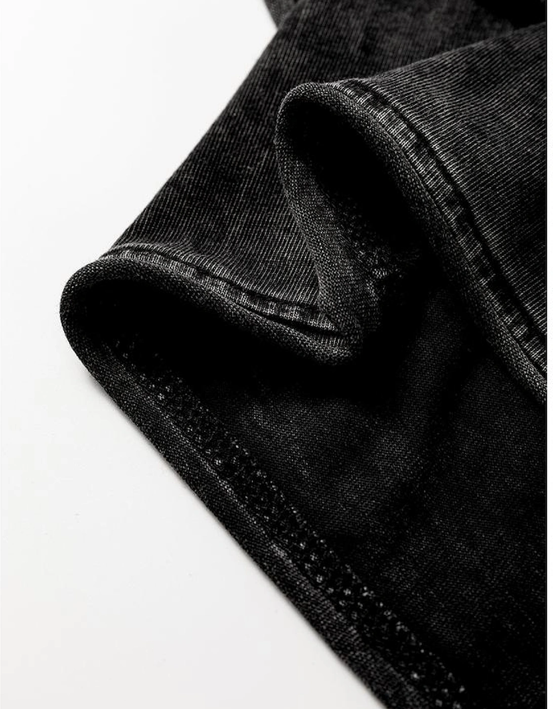 Black Mineral Wash French Terry High Waist Casual Shorts