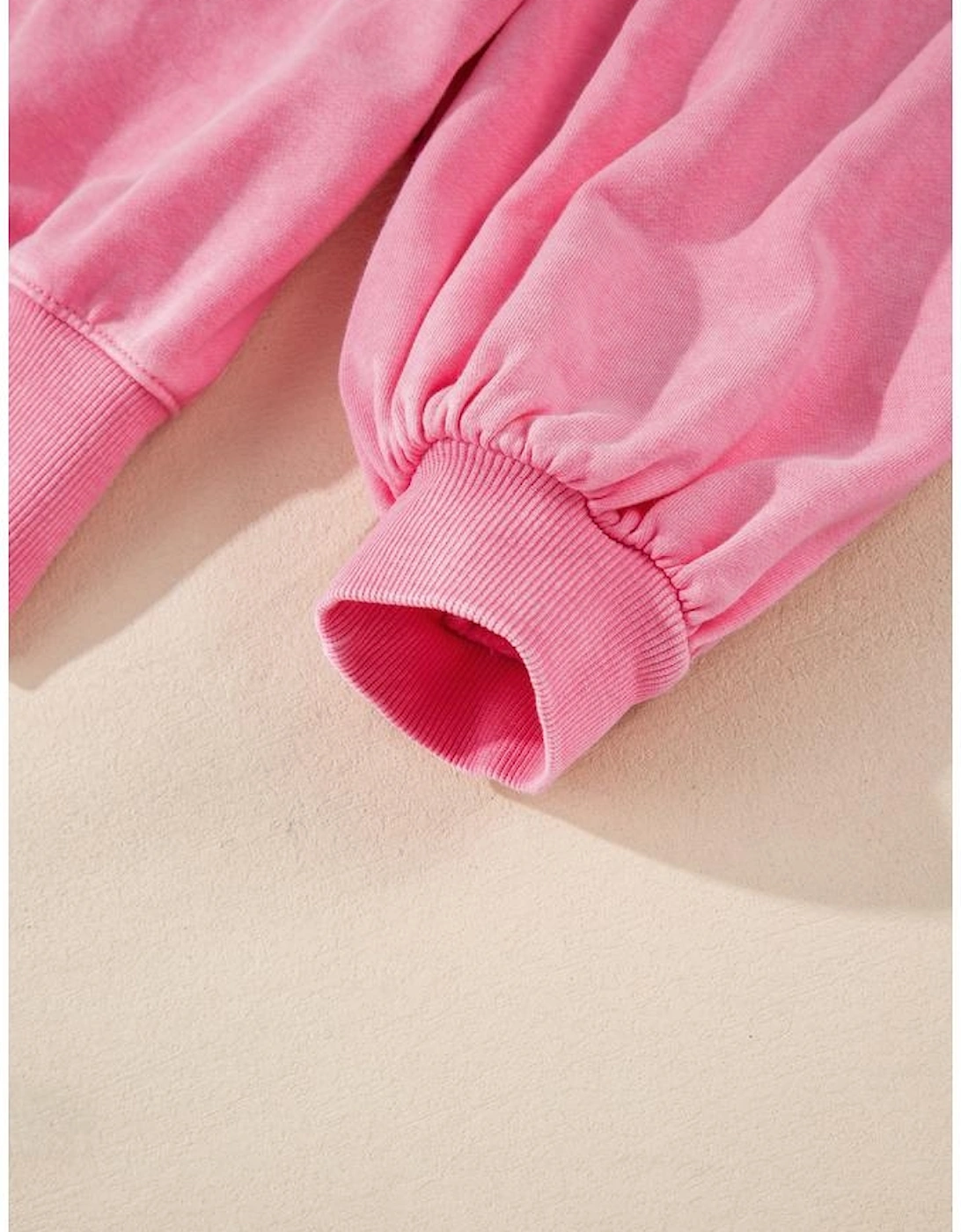 Pink Solid Snap Buttons Collared Balloon Sleeve Oversized Sweatshirt