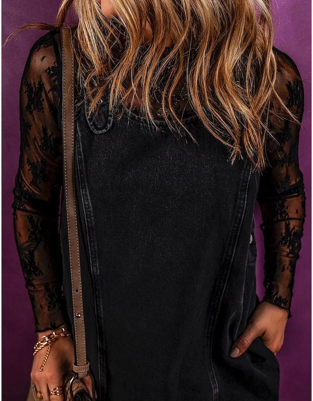 Black Sleeveless Shift Denim Dress