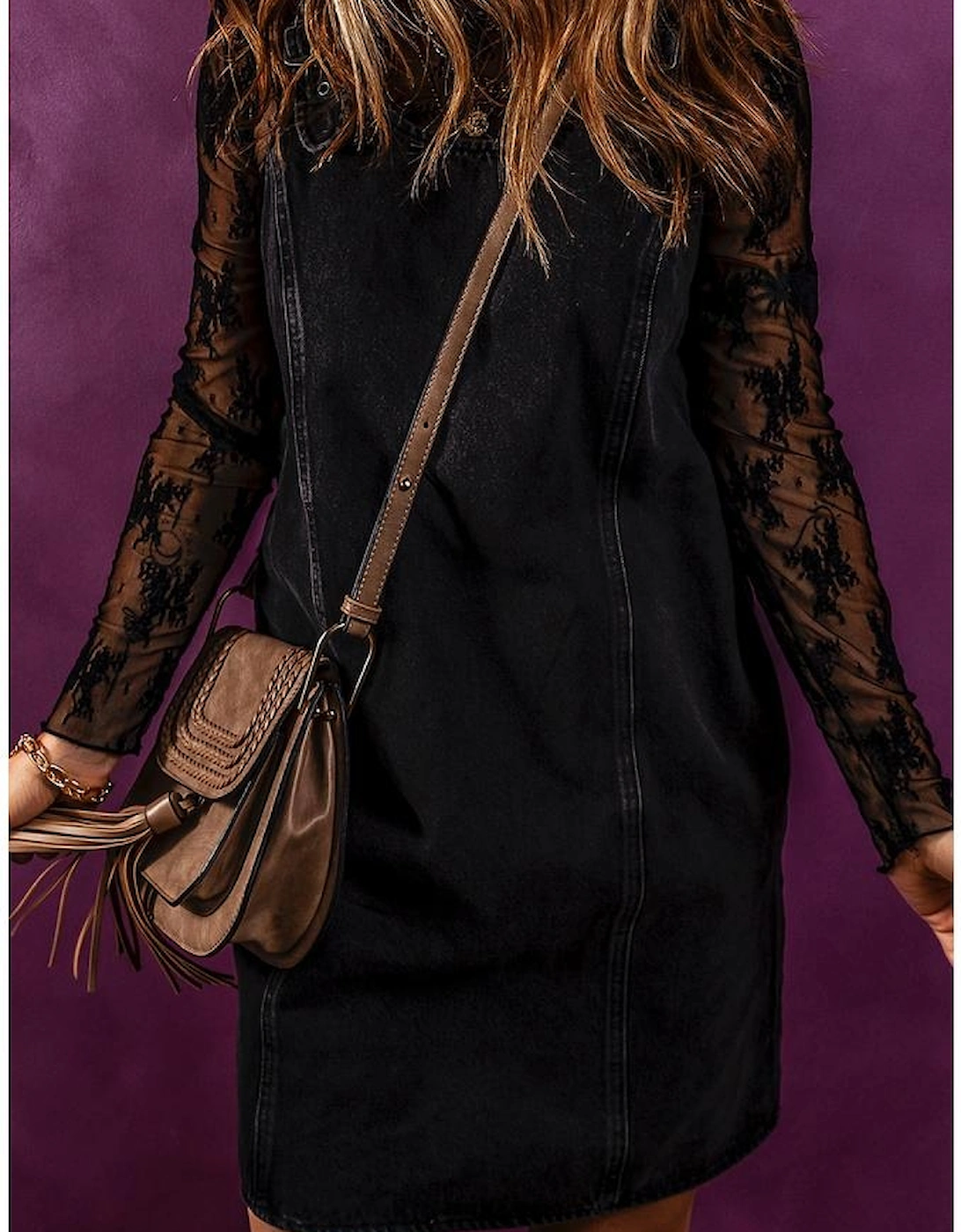 Black Sleeveless Shift Denim Dress