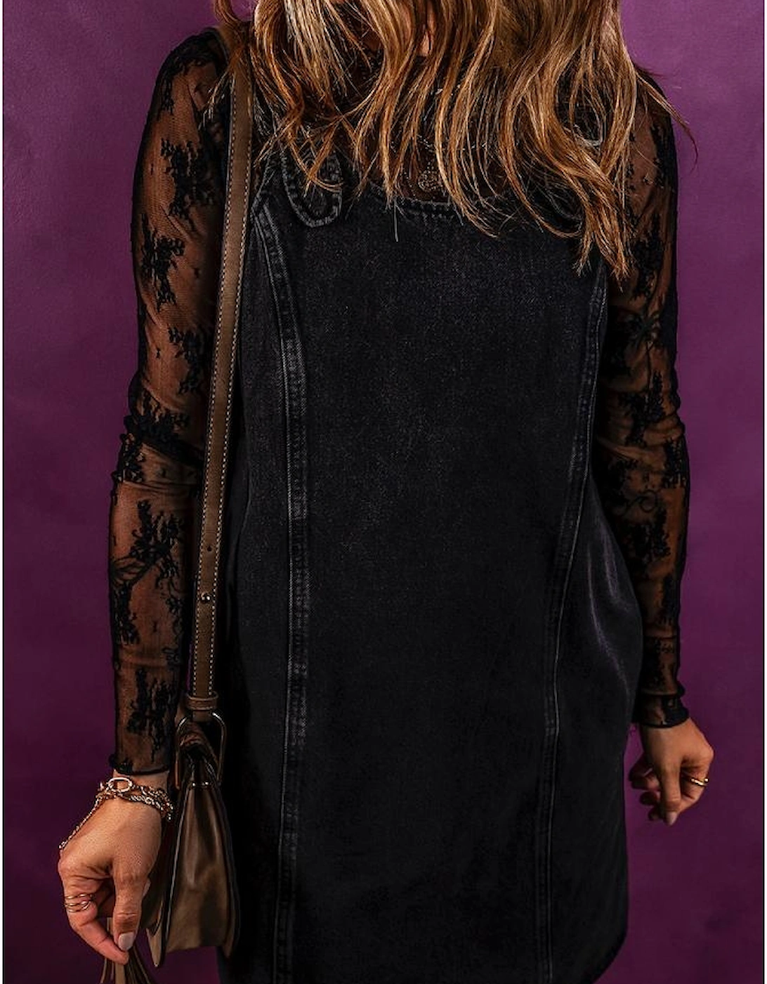 Black Sleeveless Shift Denim Dress