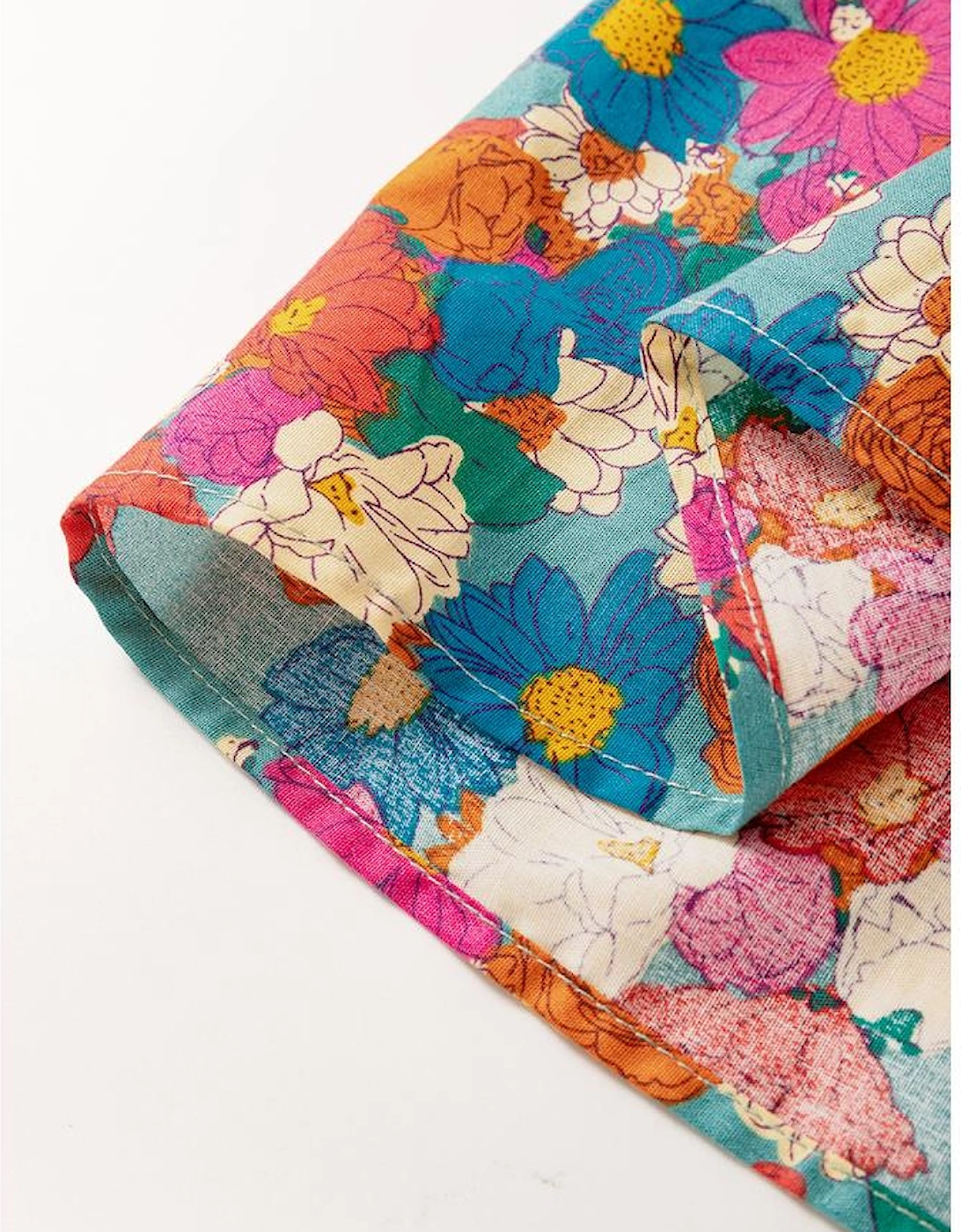 Sky Blue Plus Size Floral Print Shirred Ruffle Tiered Mini Dress