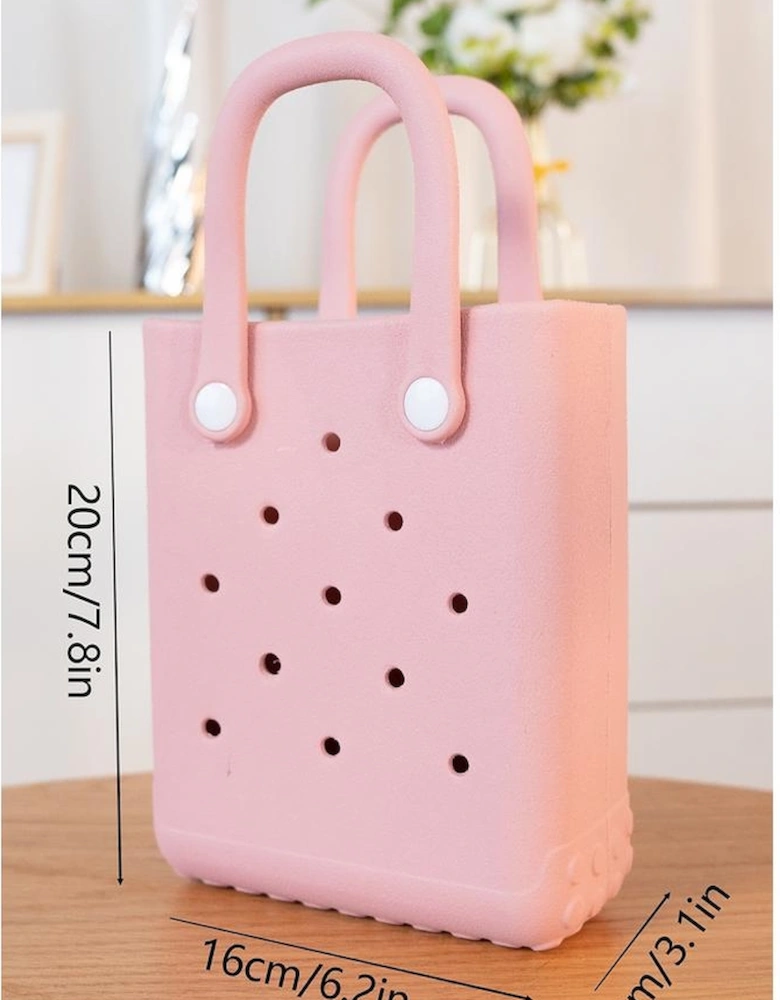 Apricot Pink Waterproof EVA Random Decorations Hollow Tote Bag