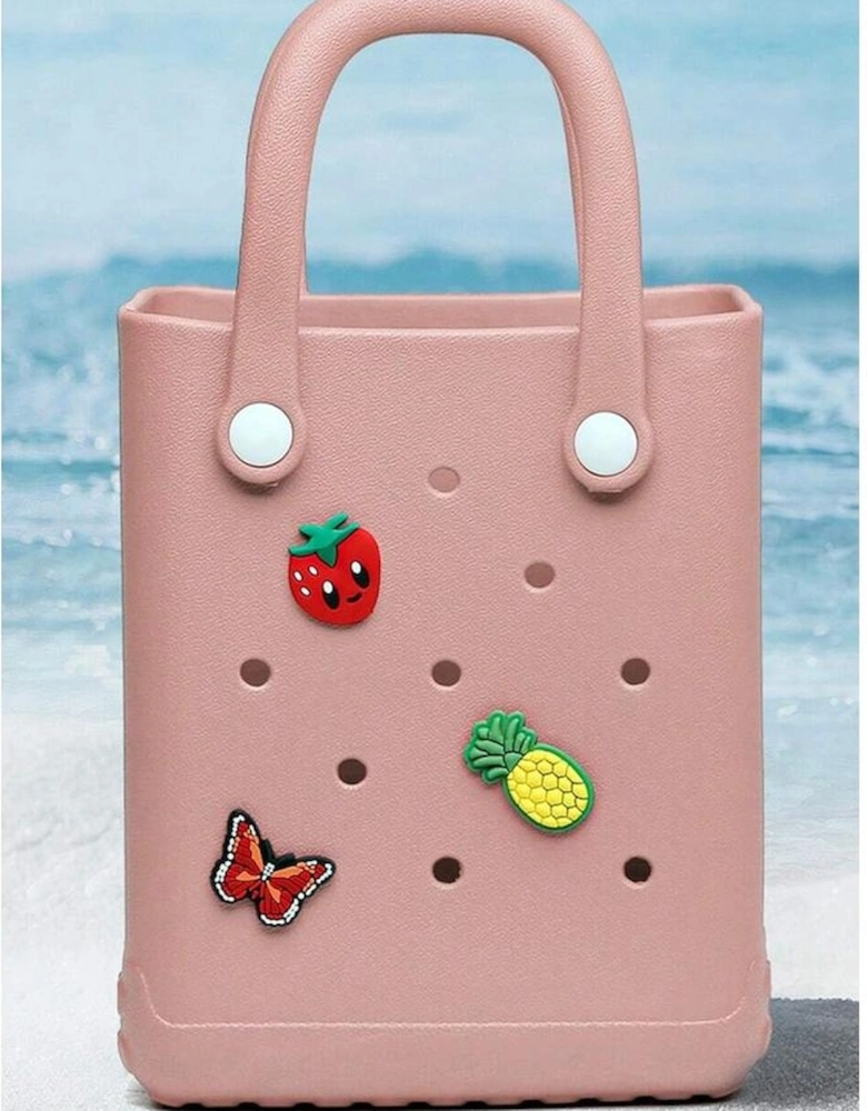 Apricot Pink Waterproof EVA Random Decorations Hollow Tote Bag