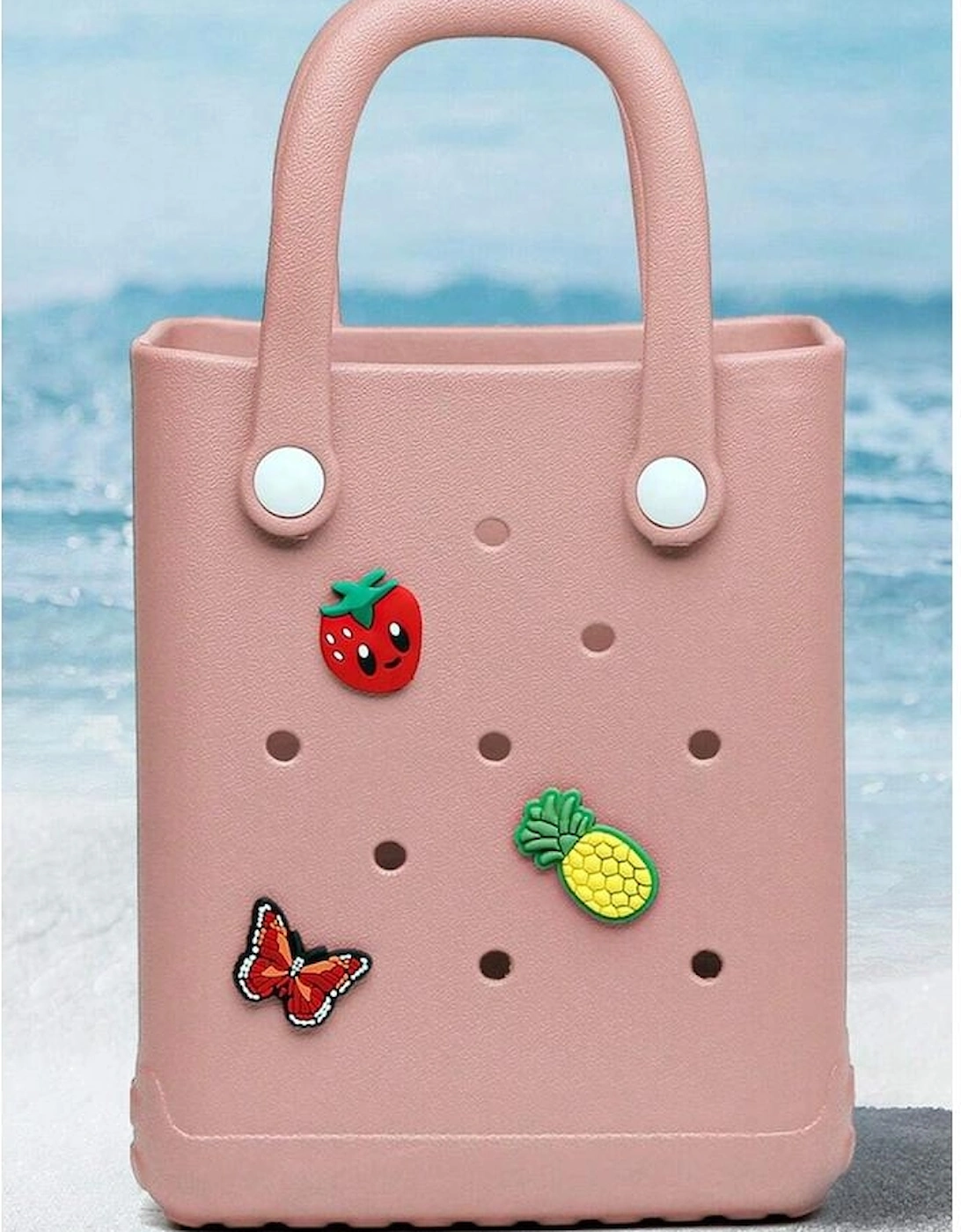 Apricot Pink Waterproof EVA Random Decorations Hollow Tote Bag