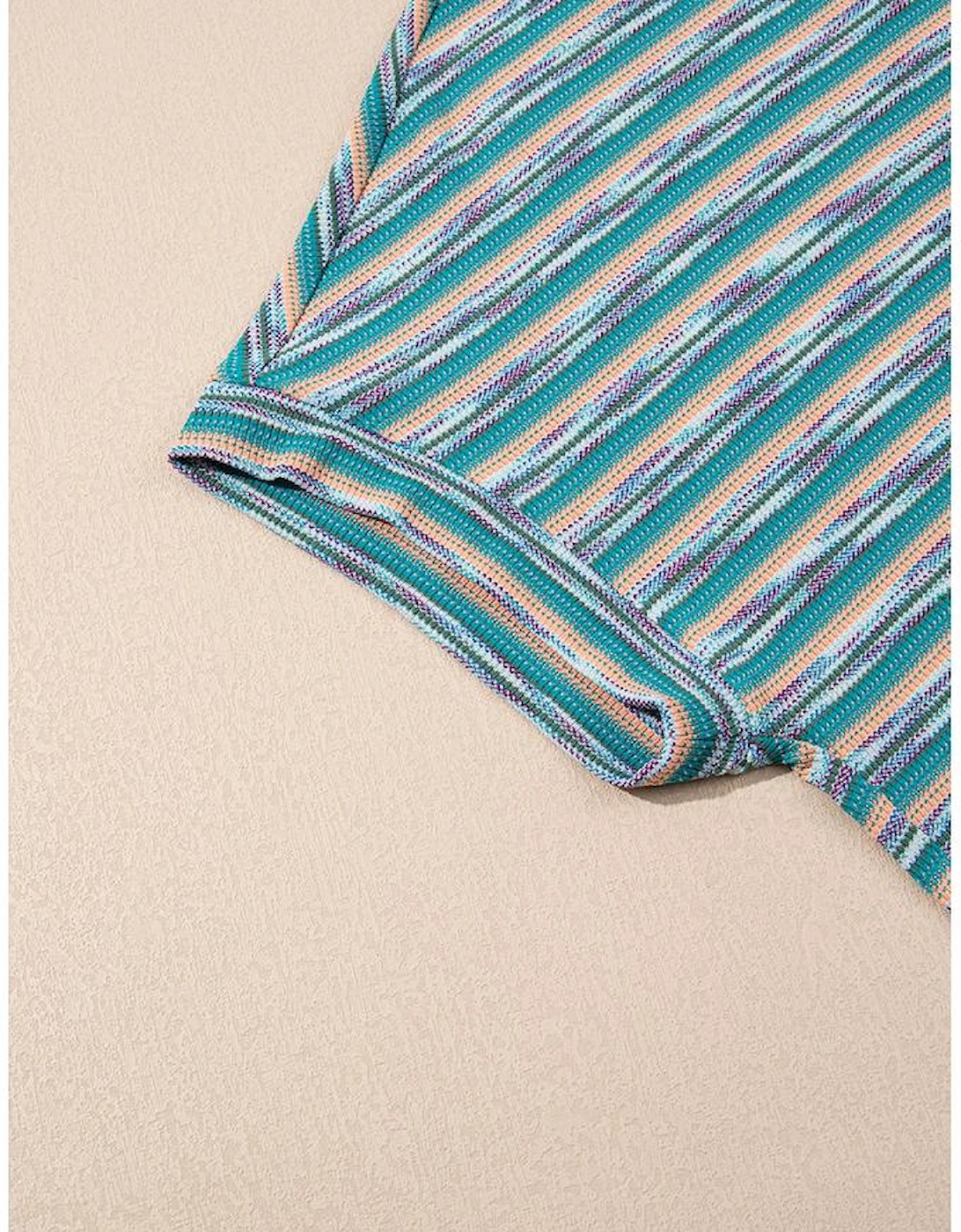 Multicolour Striped Wide Sleeve Loose T Shirt