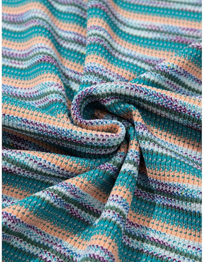 Multicolour Striped Wide Sleeve Loose T Shirt