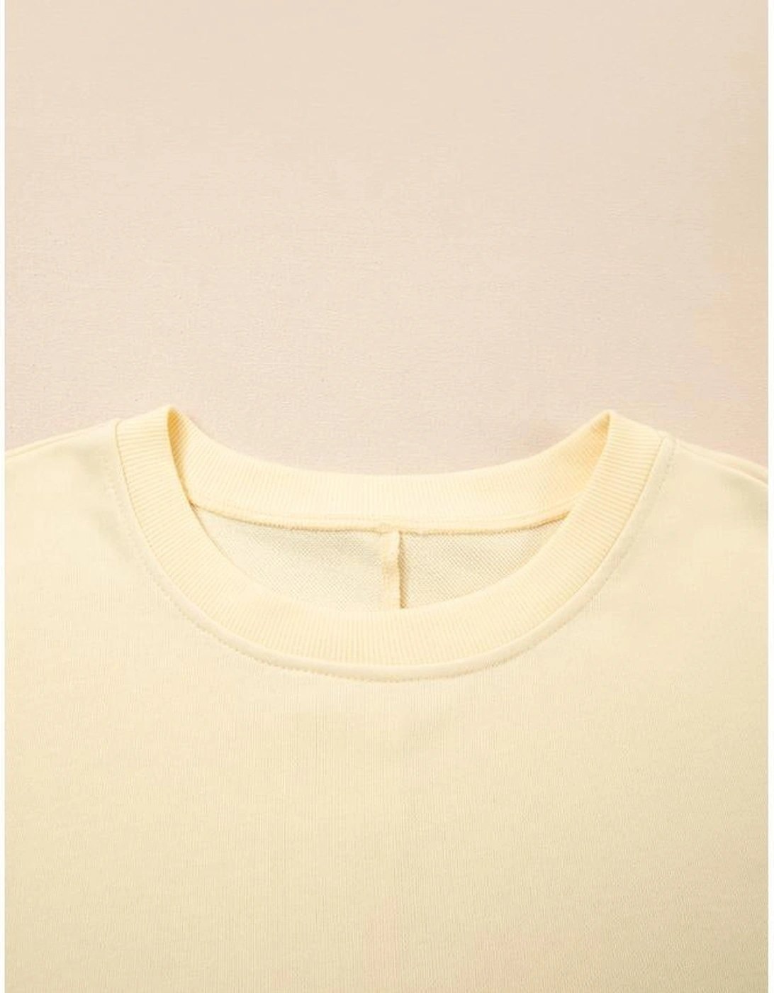 Apricot 2 in 1 Faux Two Piece Patchwork Round Neck Sweatshirt