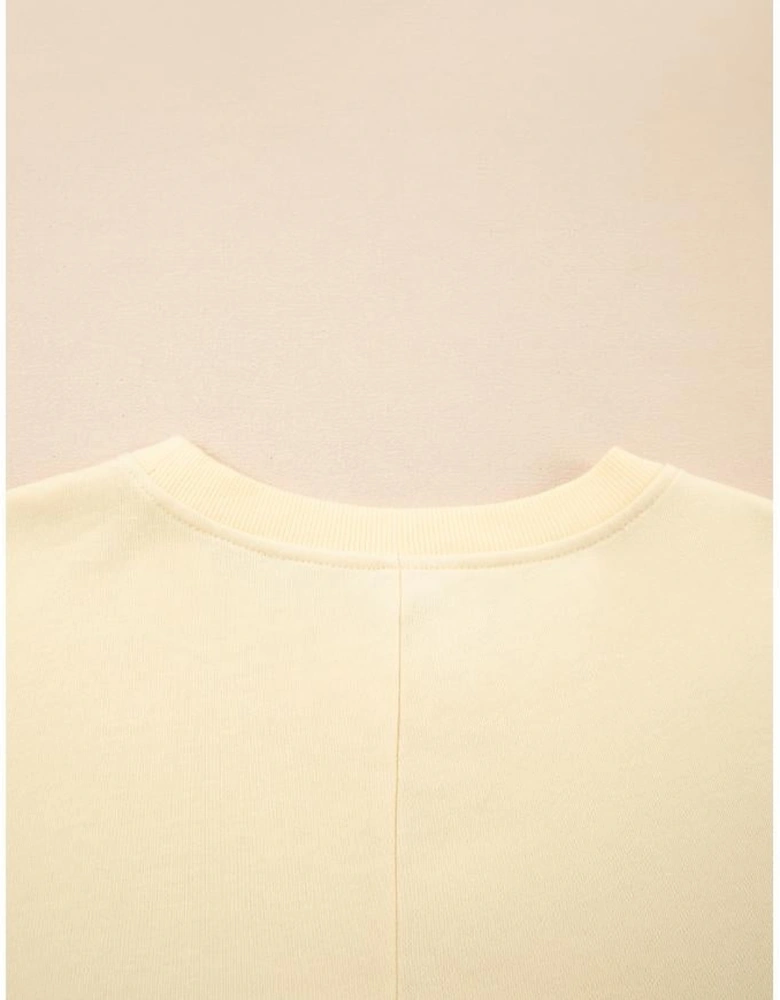 Apricot 2 in 1 Faux Two Piece Patchwork Round Neck Sweatshirt