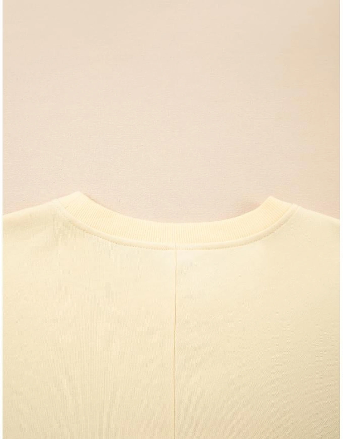 Apricot 2 in 1 Faux Two Piece Patchwork Round Neck Sweatshirt