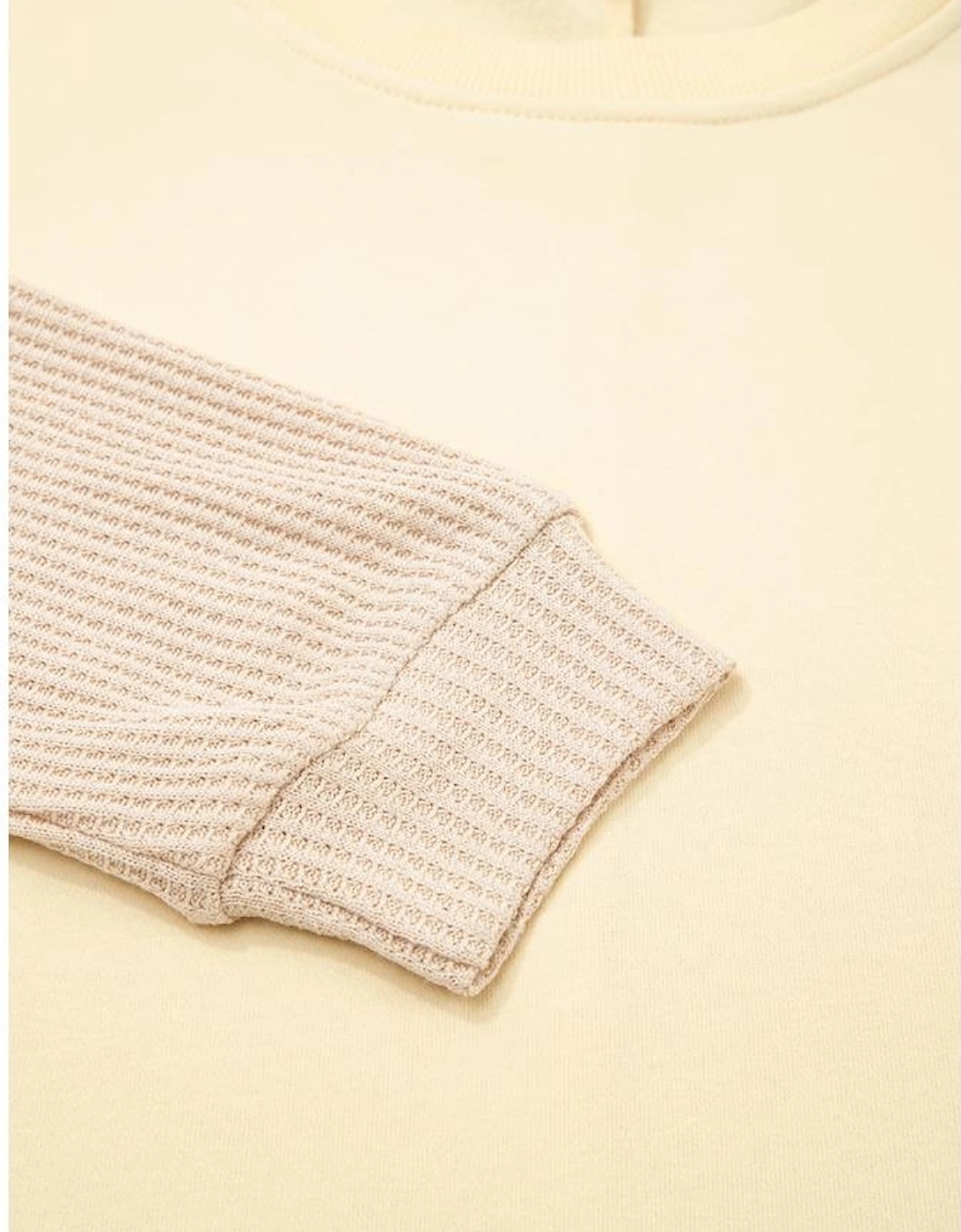 Apricot 2 in 1 Faux Two Piece Patchwork Round Neck Sweatshirt