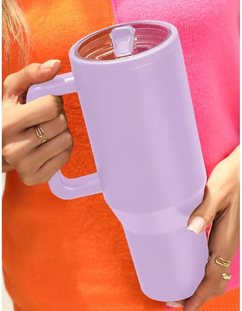 Orchid Petal Frosted Stainless Handle Large Vacuum Cup with Straw 40oz