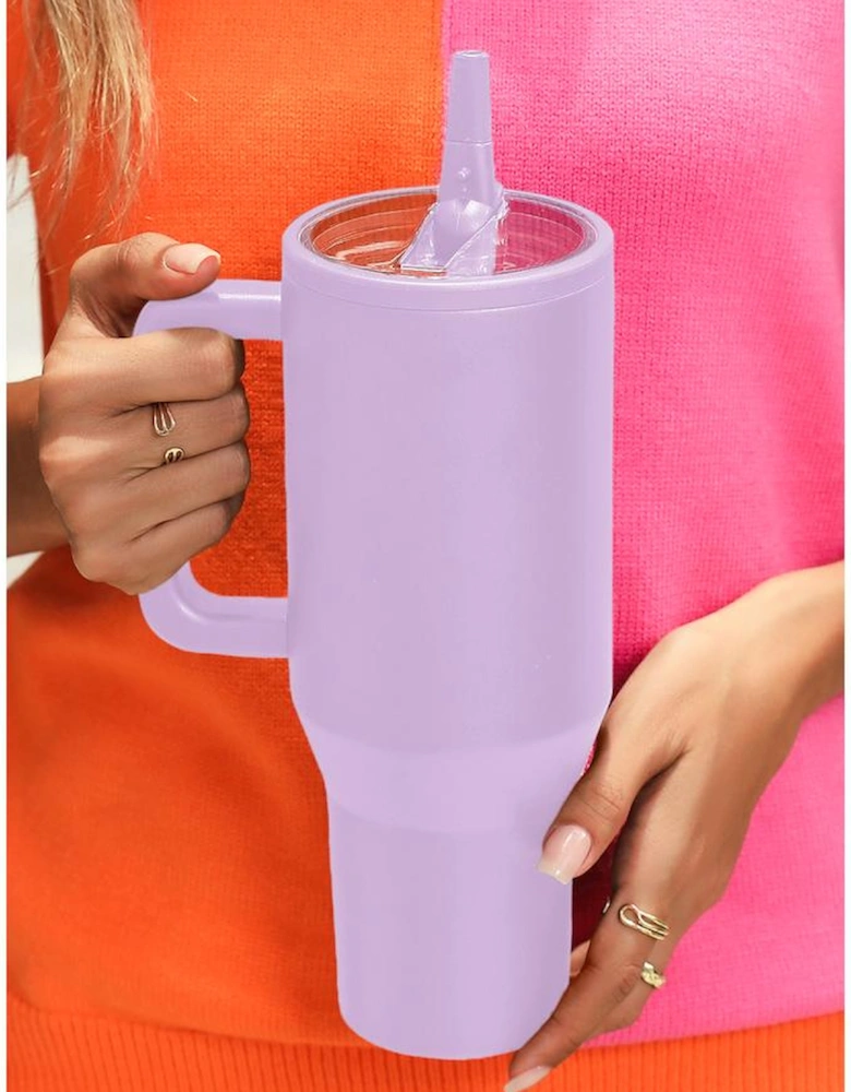 Orchid Petal Frosted Stainless Handle Large Vacuum Cup with Straw 40oz