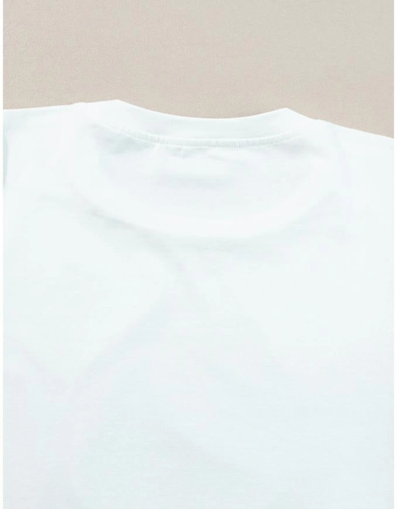 White Colorful Sequin Butterfly Puff Sleeve Top Shorts Set