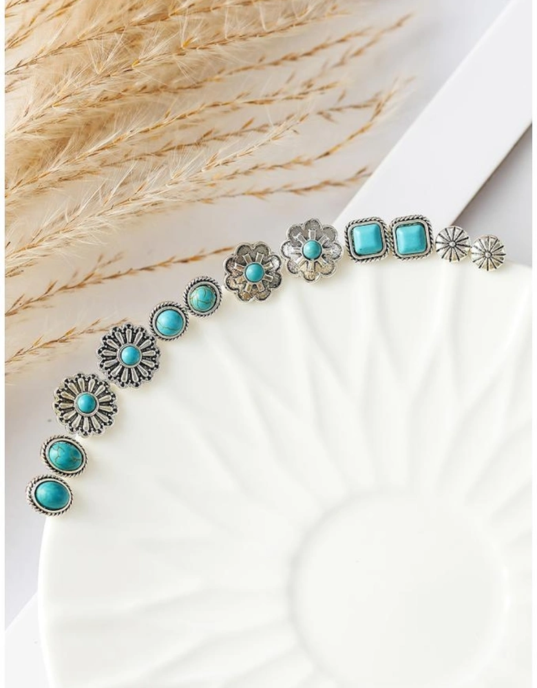 Azura Exchange Turquoise Florets Alloy Earrings