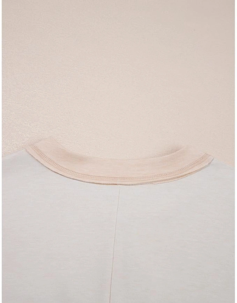 Beige Half Placket Chest Pockets Short Sleeve Wide Leg Jumpsuit