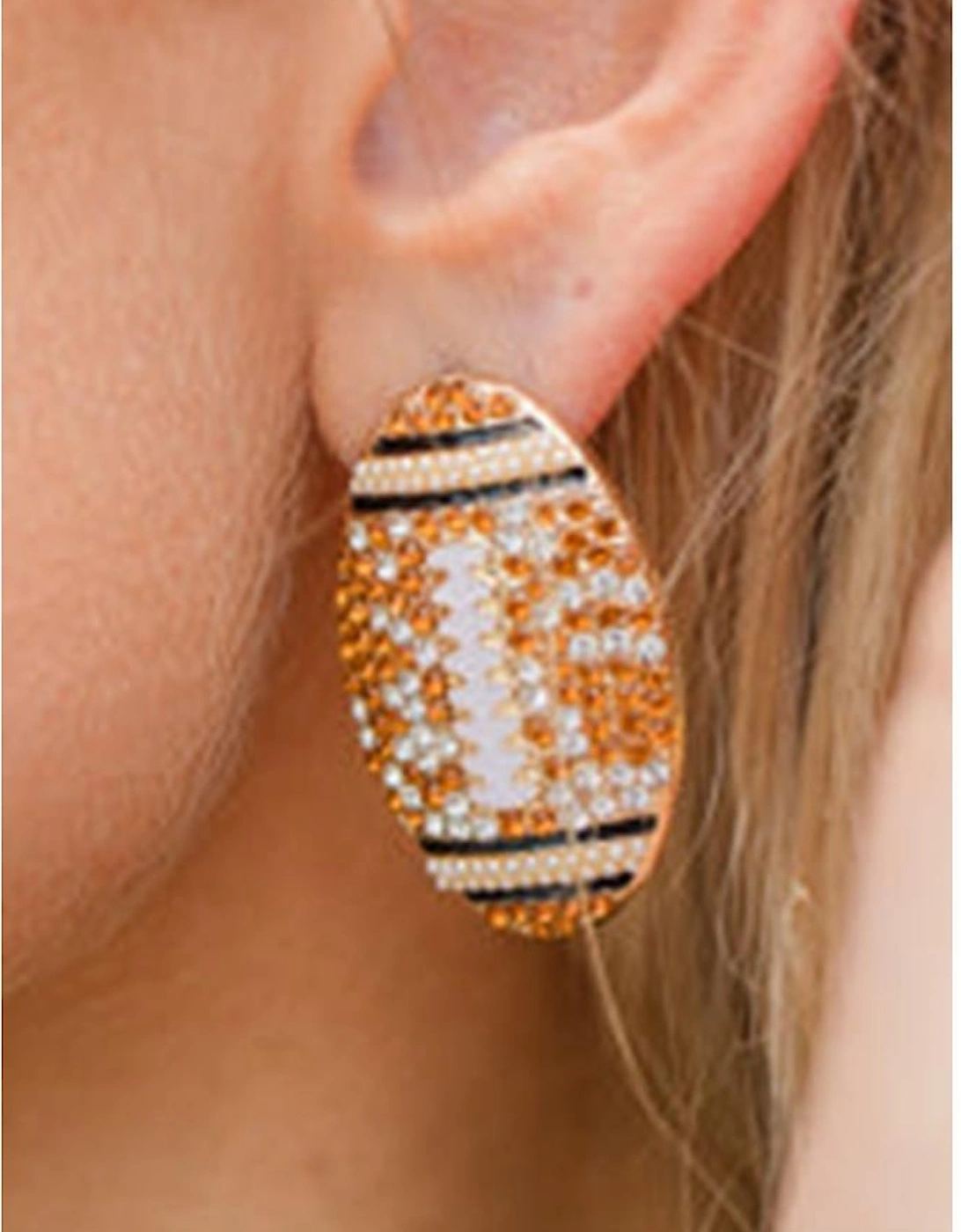 Gold Rhinestone Rugby Football Game Day Stud Earrings, 7 of 6