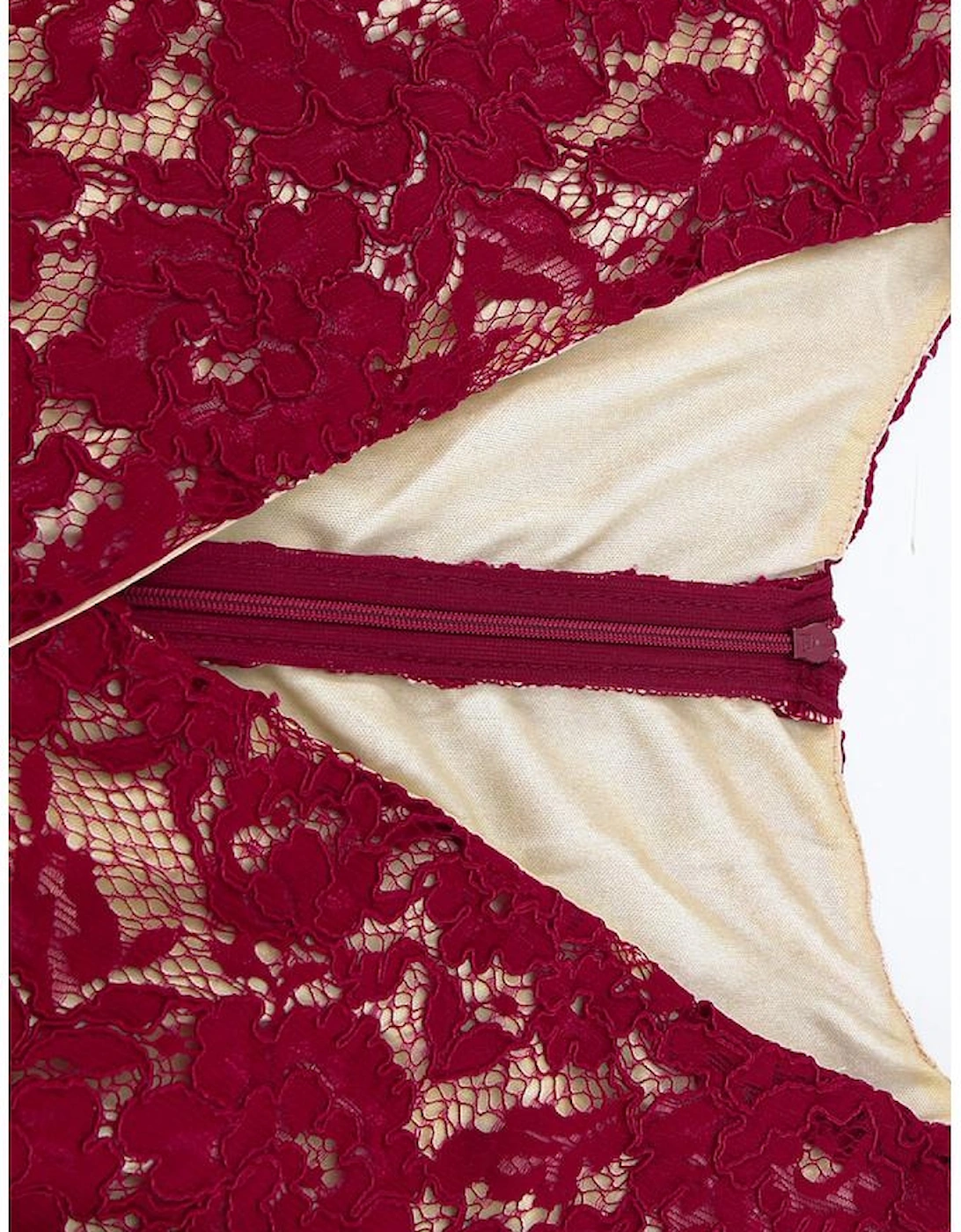 Azura Exchange Wine Red Lace Skater Mini Dress