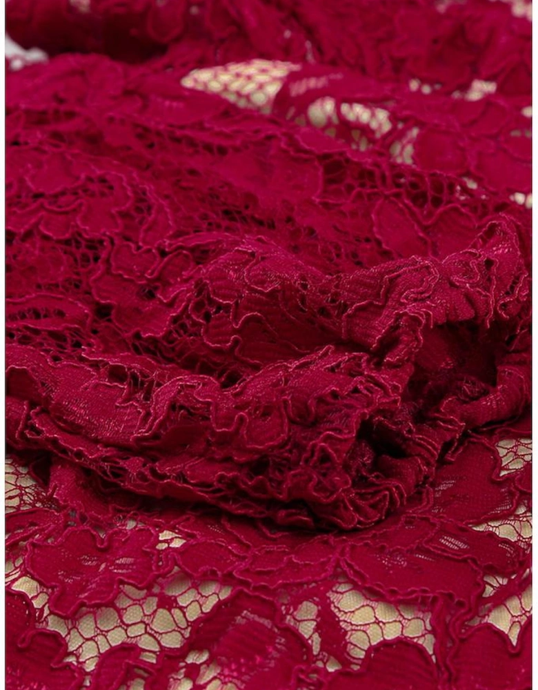 Azura Exchange Wine Red Lace Skater Mini Dress