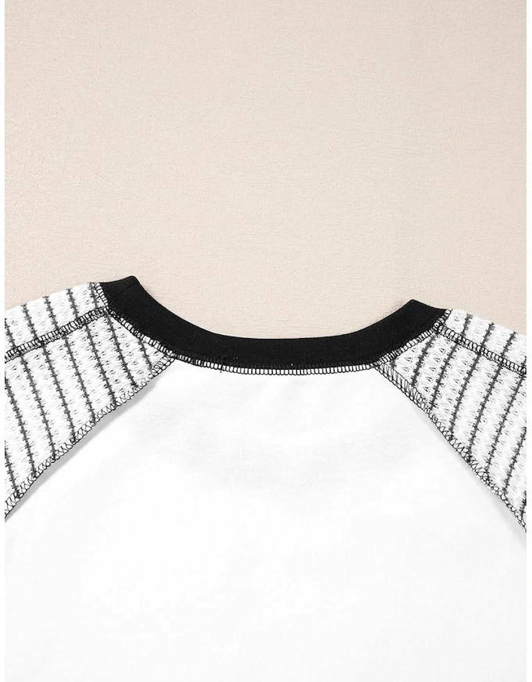 Black Striped Bracelet Sleeve Raglan Patchwork Top