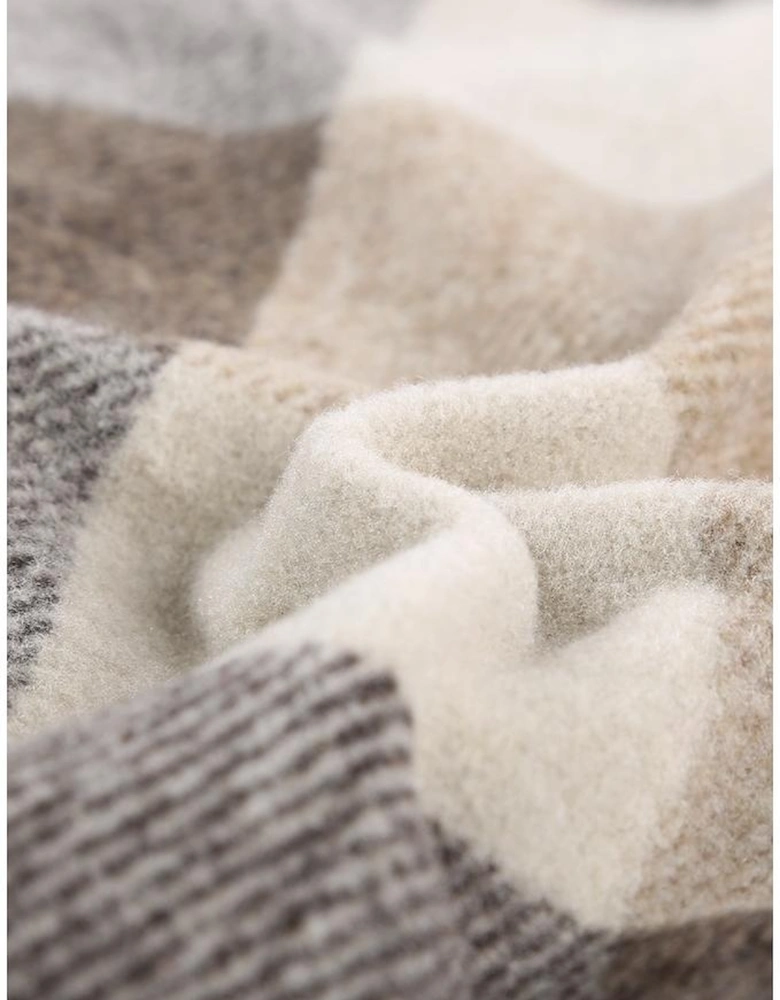 Khaki Plaid Color Block Buttoned Long Sleeve Jacket with Pocket