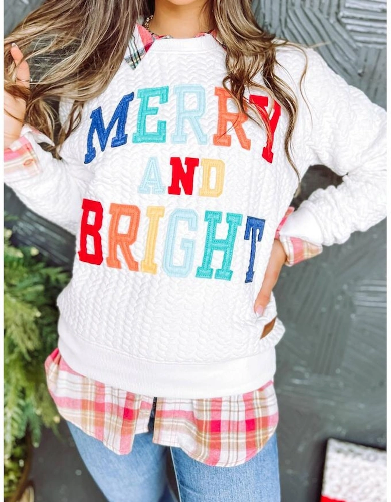 Bright White Merry And Bright Cable Knit Pullover Sweatshirt