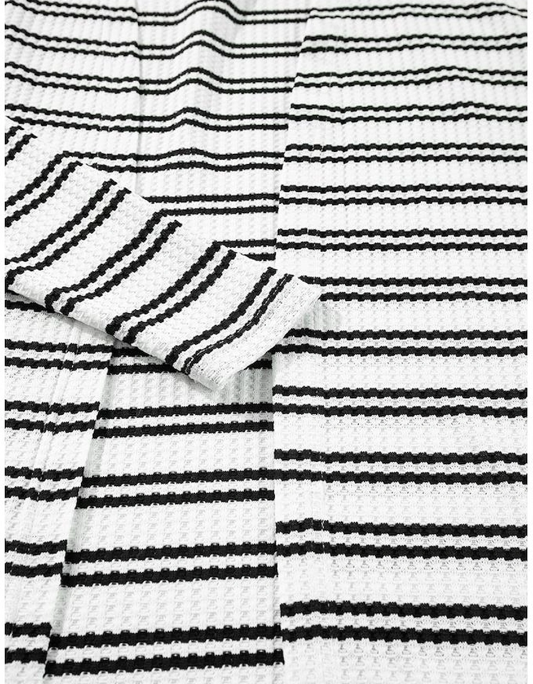 Black Stripe Print Open Front Duster Cardigan