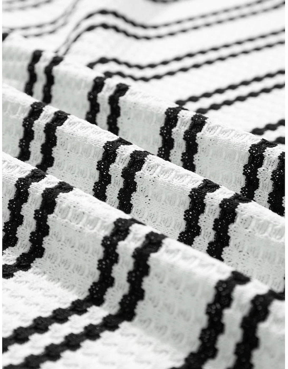 Black Stripe Print Open Front Duster Cardigan