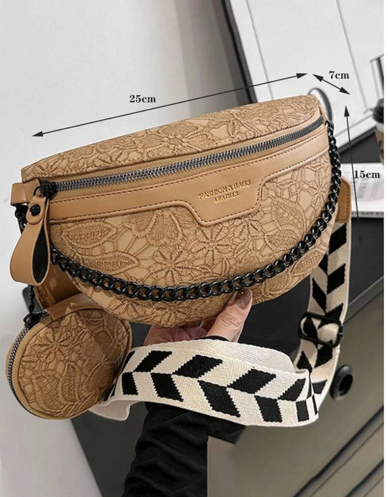 Azura Exchange Camel Colorblock Strap Chain Shoulder Bag With Coin Purse