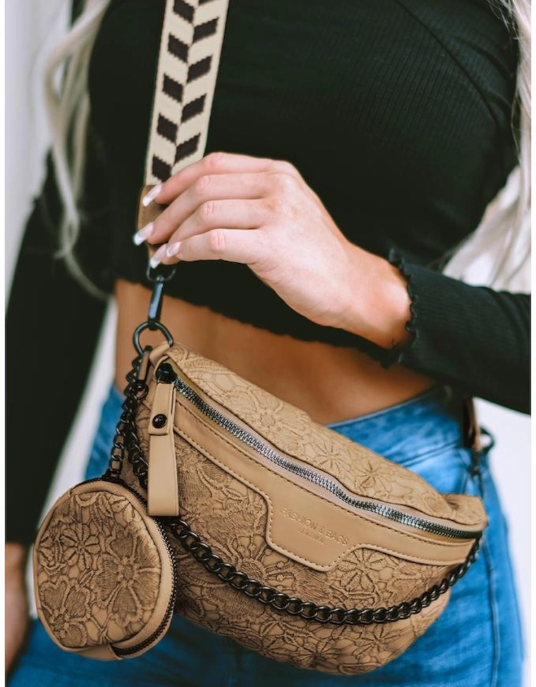 Azura Exchange Camel Colorblock Strap Chain Shoulder Bag With Coin Purse