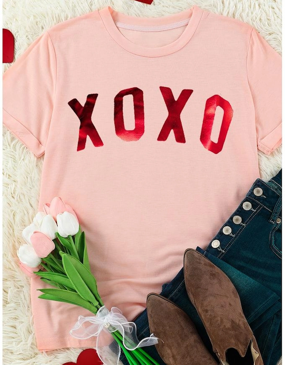 Azura Exchange Glitter Pattern Print Short Sleeve Graphic Tee