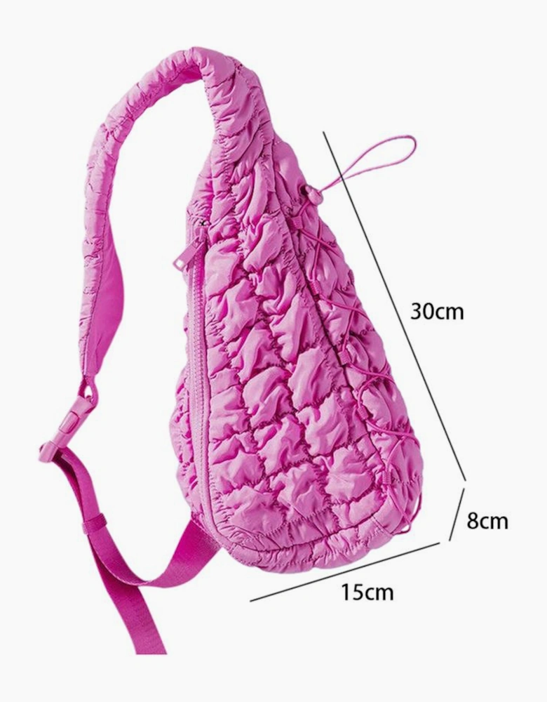 Bright Pink Marshmallow Quilted Drawstring Decor Sling Bag