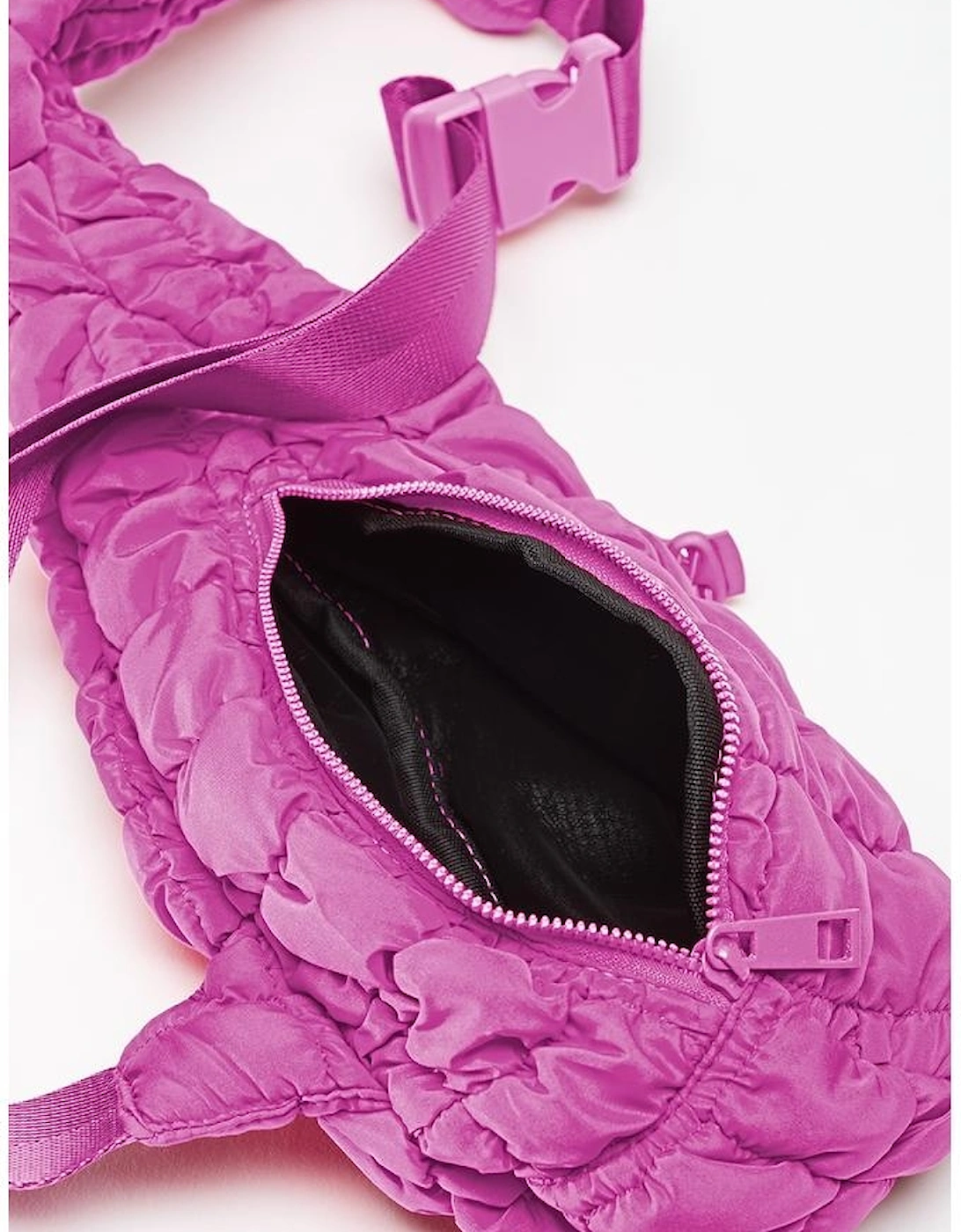 Bright Pink Marshmallow Quilted Drawstring Decor Sling Bag