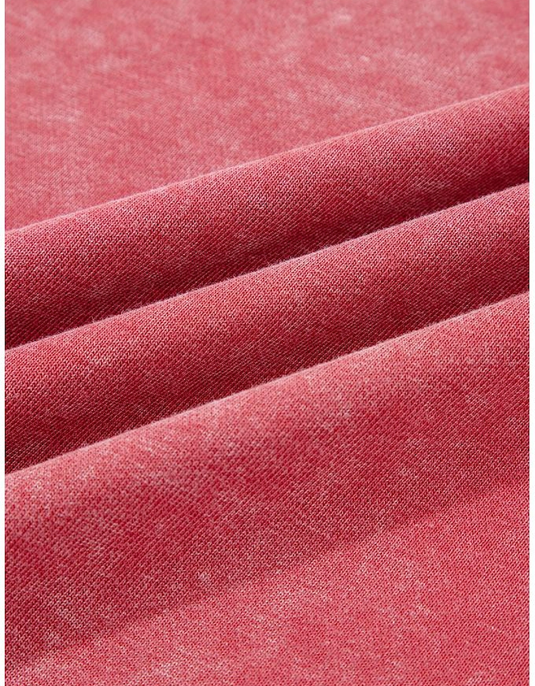 Racing Red Mineral Wash Raglan Sleeve Raw Hem Crop Sweatshirt