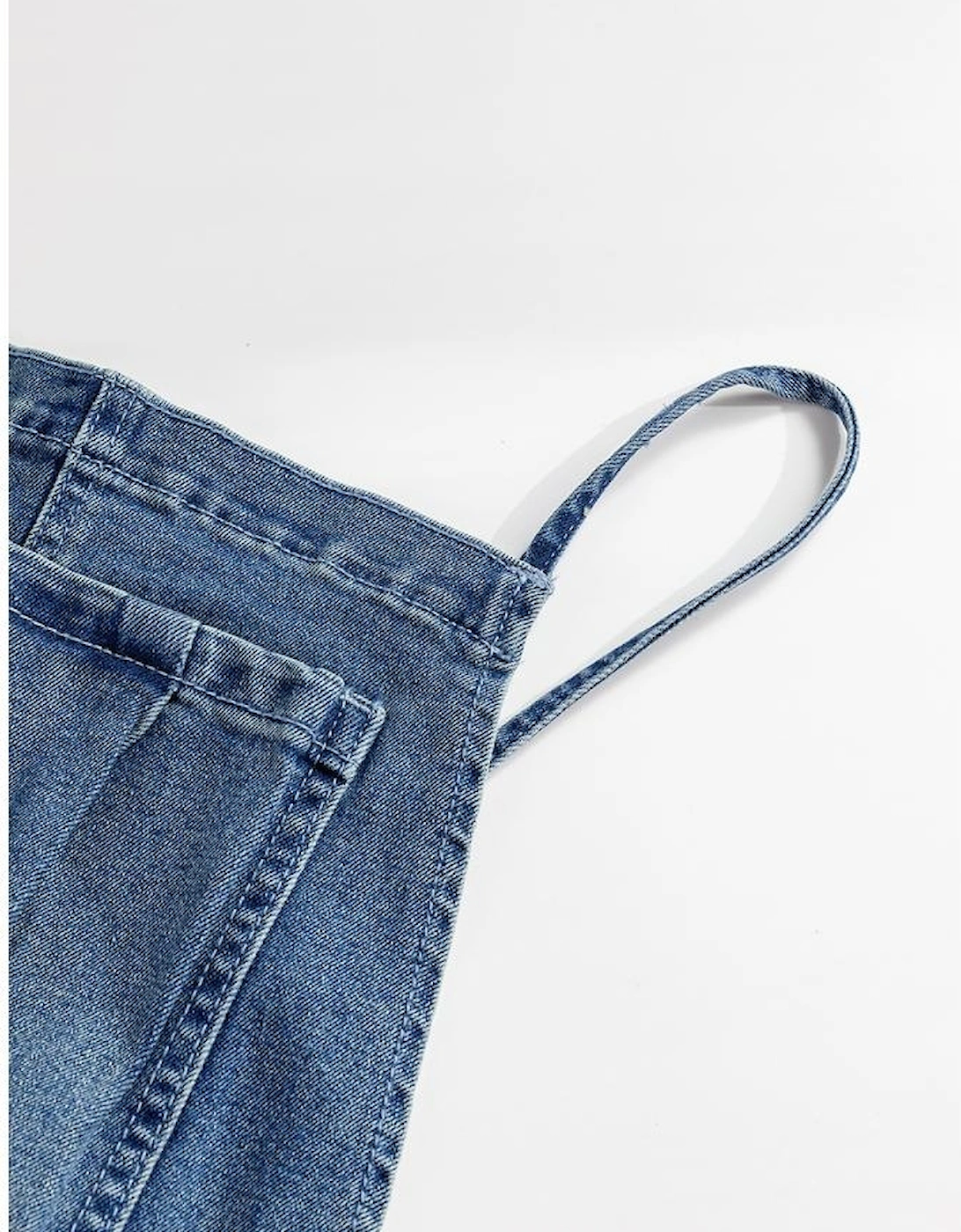 Dusk Blue Adjustable Tie Straps Cropped Wide Leg Denim Overalls