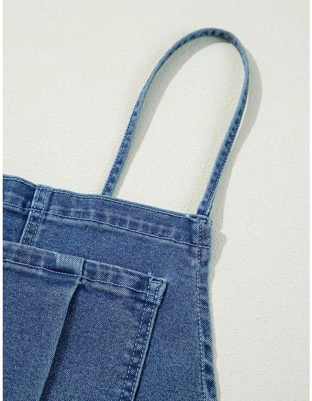 Dusk Blue Adjustable Tie Straps Cropped Wide Leg Denim Overalls