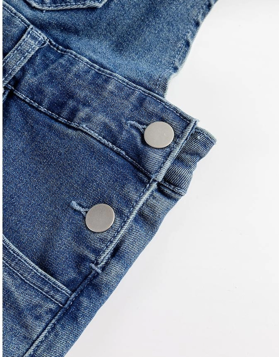 Dusk Blue Adjustable Tie Straps Cropped Wide Leg Denim Overalls