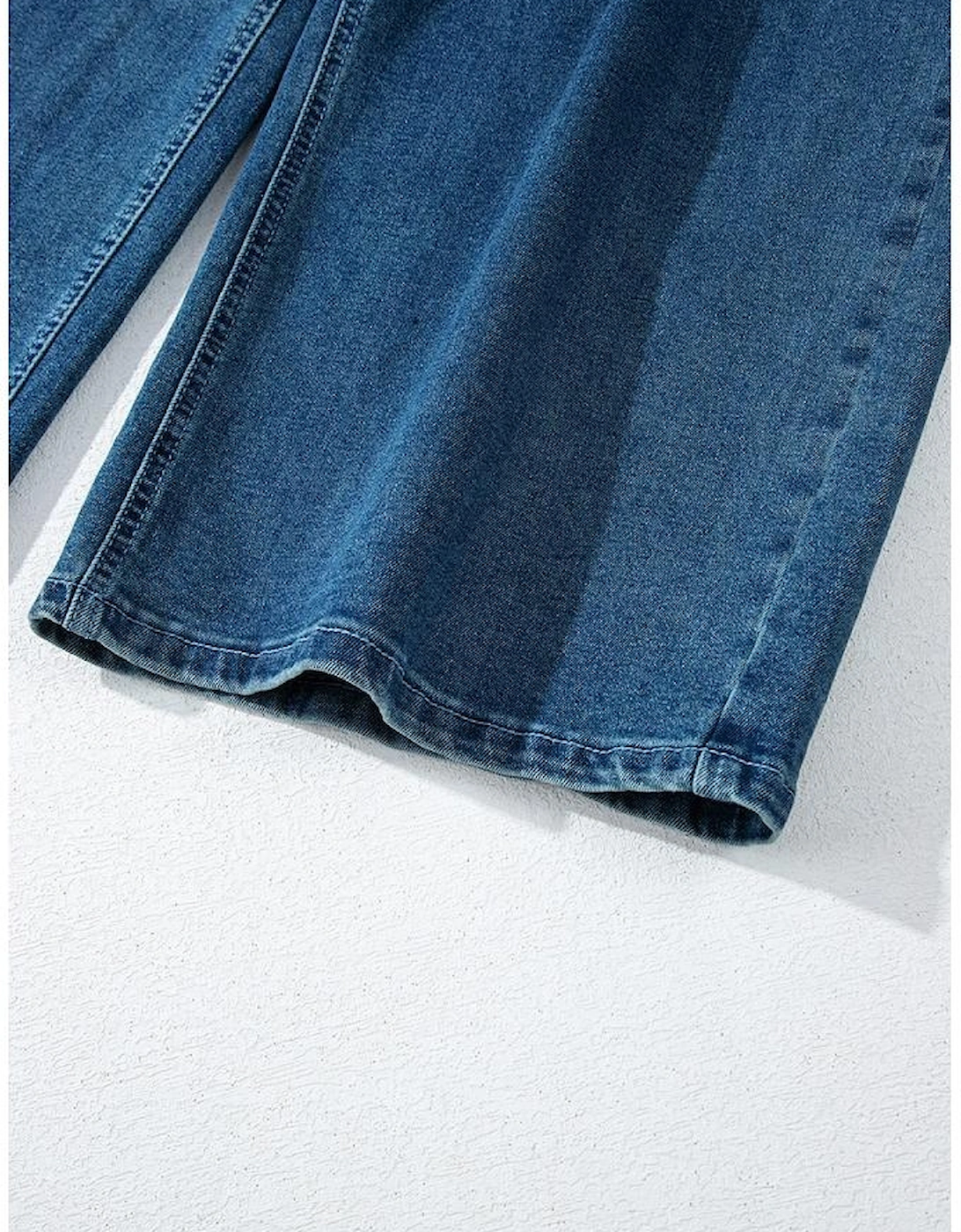 Dusk Blue Adjustable Tie Straps Cropped Wide Leg Denim Overalls