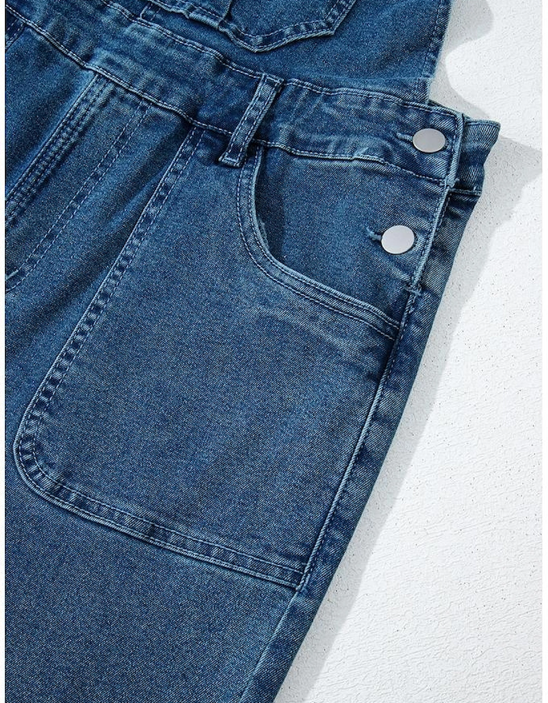 Dusk Blue Adjustable Tie Straps Cropped Wide Leg Denim Overalls