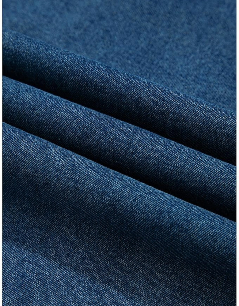 Dusk Blue Adjustable Tie Straps Cropped Wide Leg Denim Overalls