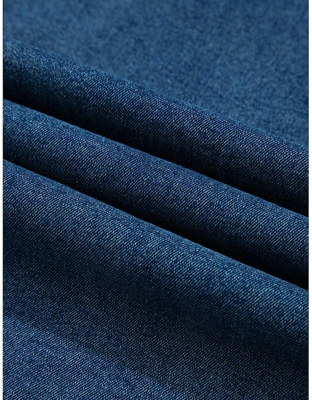 Dusk Blue Adjustable Tie Straps Cropped Wide Leg Denim Overalls