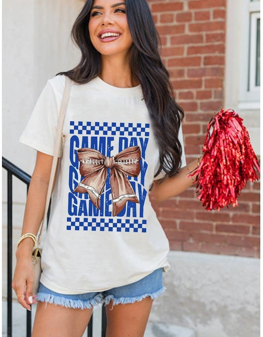 White Rugby Bowknot GAME DAY Graphic Tee