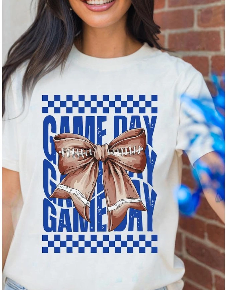 White Rugby Bowknot GAME DAY Graphic Tee