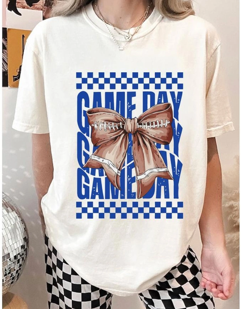 White Rugby Bowknot GAME DAY Graphic Tee