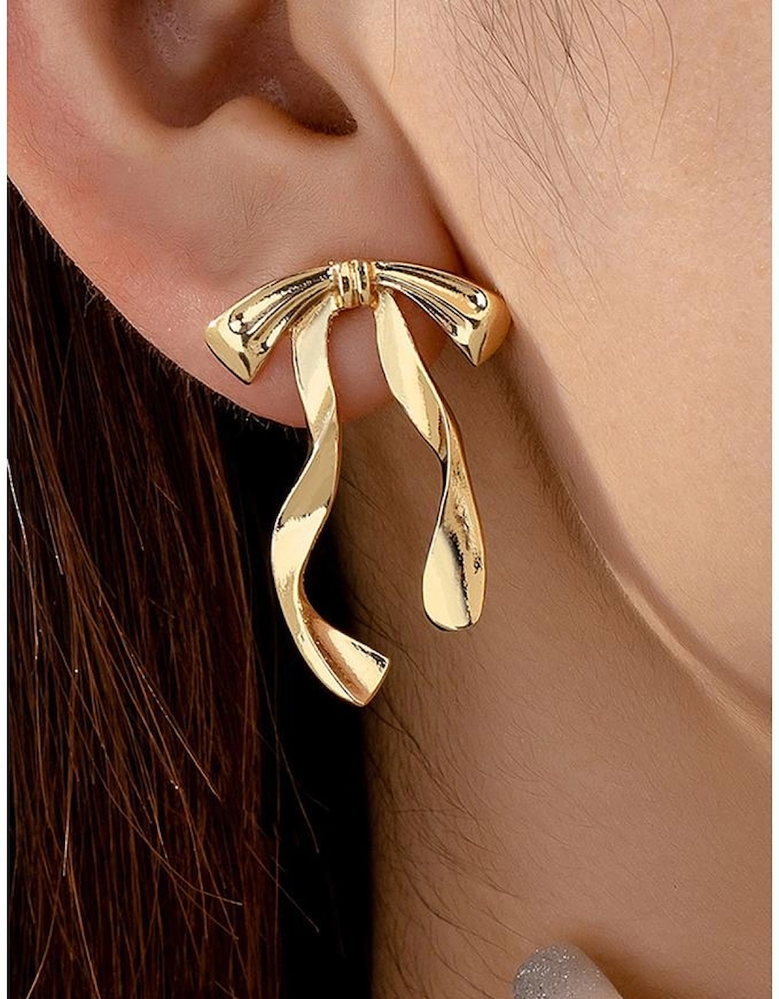 Gold Bow Knot Plated Alloy Stud Earrings, 7 of 6